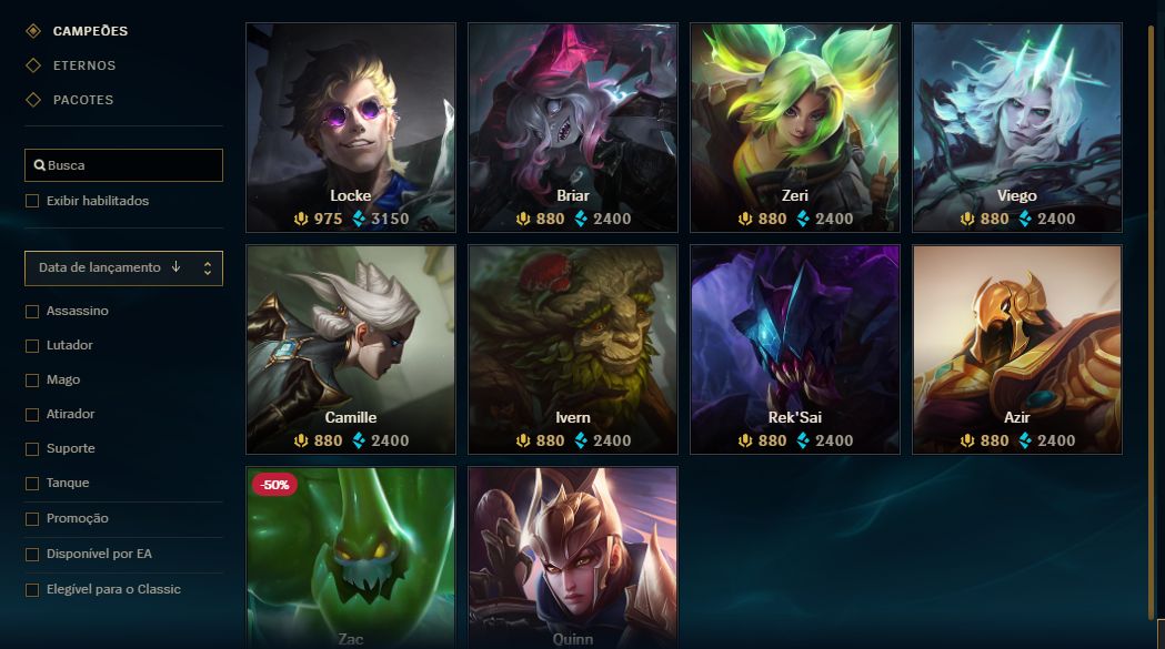 Conta de lol de 2015, 259 skins, 66 legadas e 3 ult, diversos itens de evento