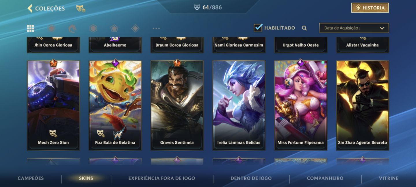 Conta de WildRift 64 skins preço mais baixo