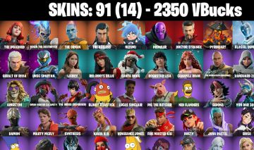 91 Skins - prowler, doctor strange, doom slayer, geralt of rivia, 2350 vbucks
