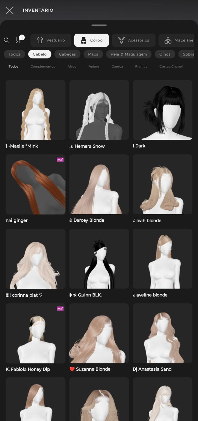 (PROMOÇÃO) CONTA IMVU FEMININA BARATA (AP+AGE, LE) VÁRIOS FITS PRONTOS.