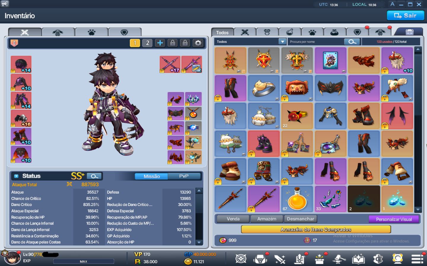 Conta CLV 778 | Zero 8,1KK | 21 personagens 1KK+ 4 800k+ | Maioria com SR