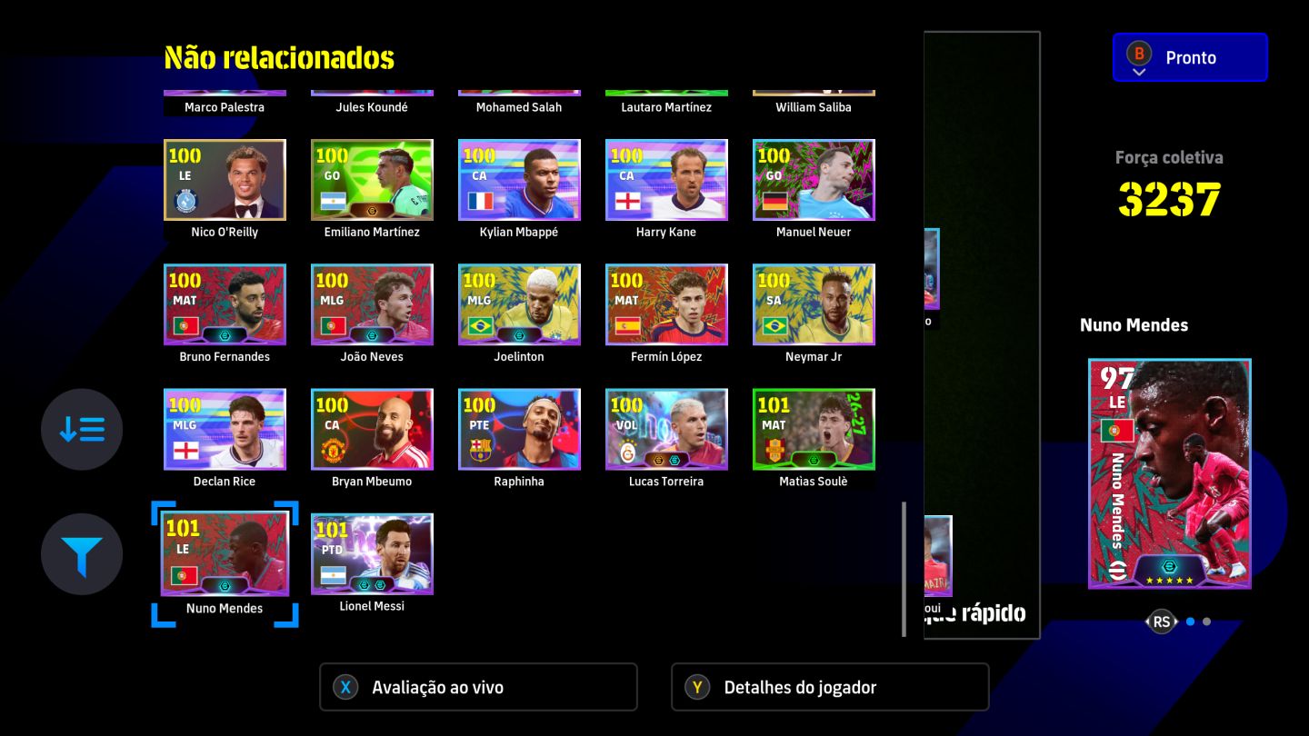 CONTA EFOOTBALL STEAM 3237| BALE 108 |DESAILLY 108|THURAN 107|AGÜERO 105|CR7 105