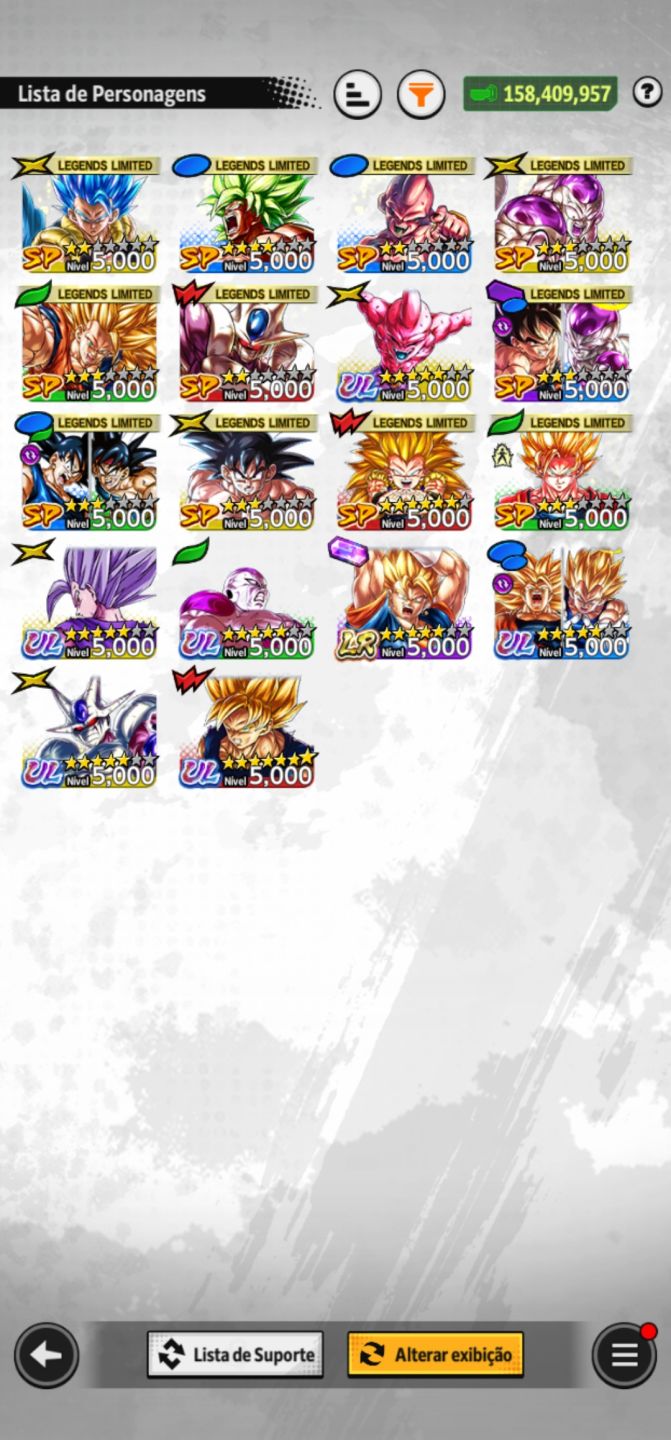 Conta de Dragon Ball Legends, com ULTRAS E LEGENDS