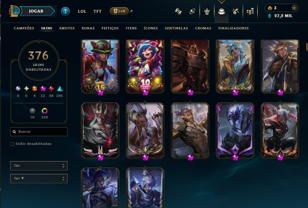 CONTA LEAGUE OF LEGENDS FULL ACESSO- 376 SKINS - LEVEL 704 INCLUINDO SKINS VAVA