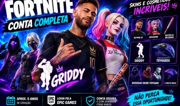 Conta Fortnite Neymar + Griddy + Arlequina | Skins Tryhard