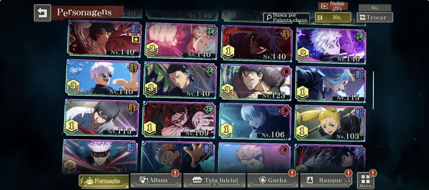 Conta JJK PAREDE 10 LIMITADO 50K DE CUBOS 5 DUPES 620 Tickets E MUITOS METAS