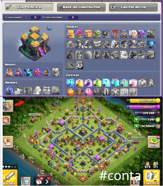 Contas COC CV 7 ao CV 15 | Rushadas | Vários Níveis