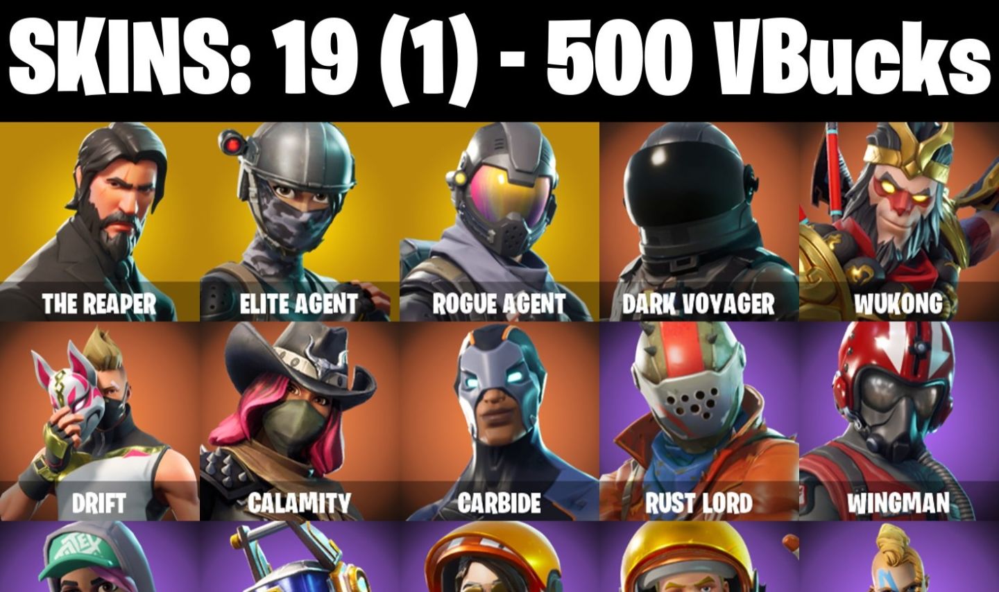 Conta Fortnite com The Reaper | Elite Agent | Rogue Agent | Dark Voy e 19 Skins