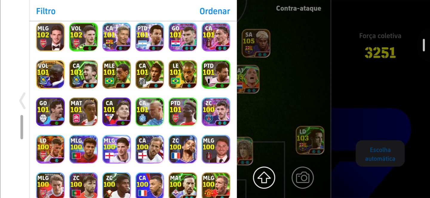 CONTA EFOOTBALL COM 3251 DE FORÇA NEYMAR 106+ADRIANO 106+SNEIJDER 106+PUYOL 108