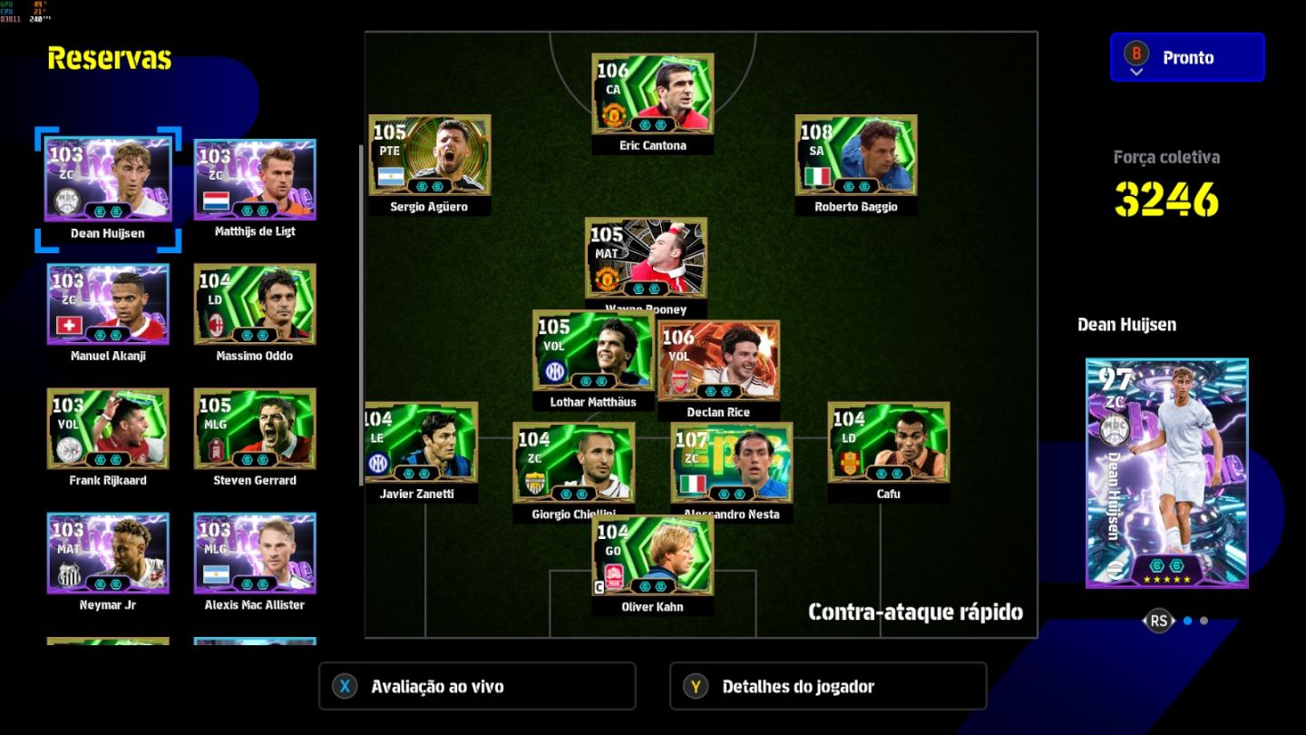 Conta PC Steam Baggio 108, Eric Cantona 106, Declan Rice 106, Nesta 107 e CIA