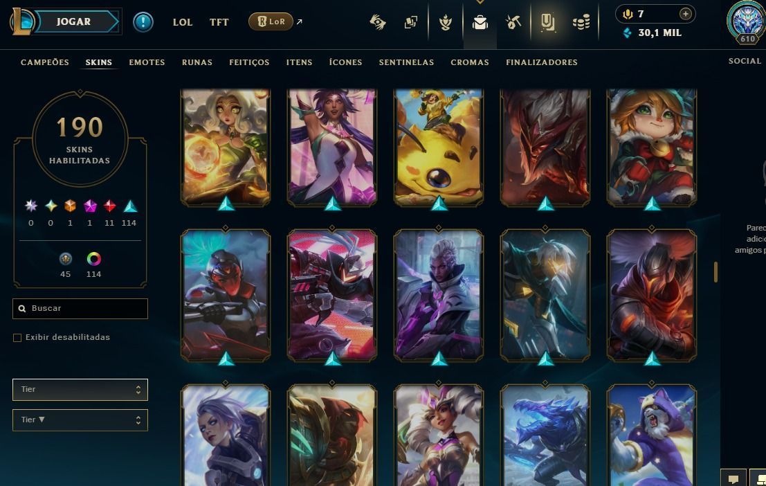 CONTA LEAGUE OF LEGENDS - 190 SKINS | NIVEL 610 | FULL ACESSO