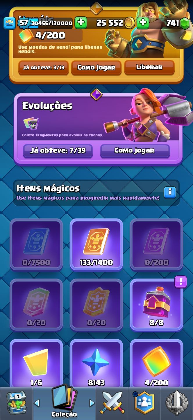Conta de Clash Royale 10500 troféus com evo da bruxa e evo goblin com dardo!