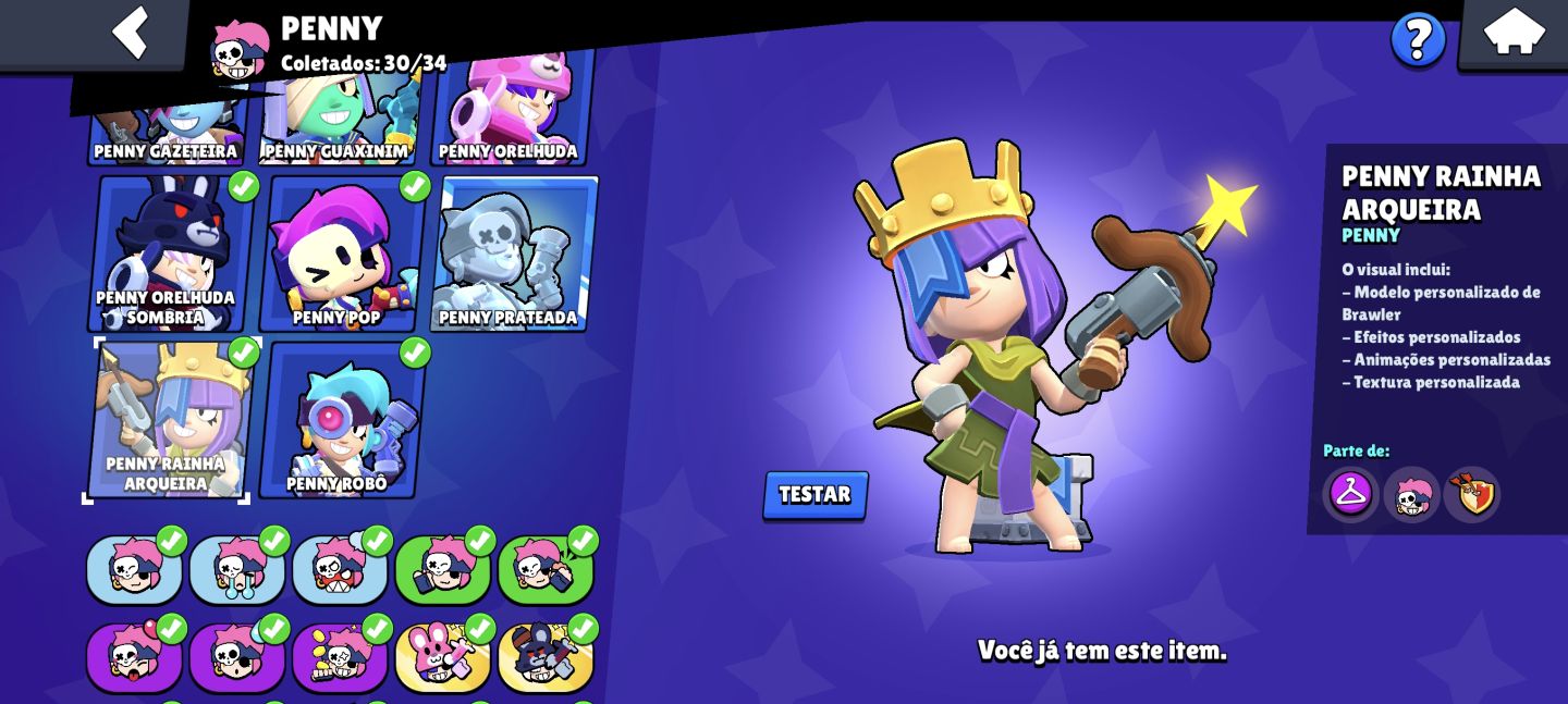 Conta de Brawl Star com muitas skins boas e Prestígio 3 (preço negociável!)