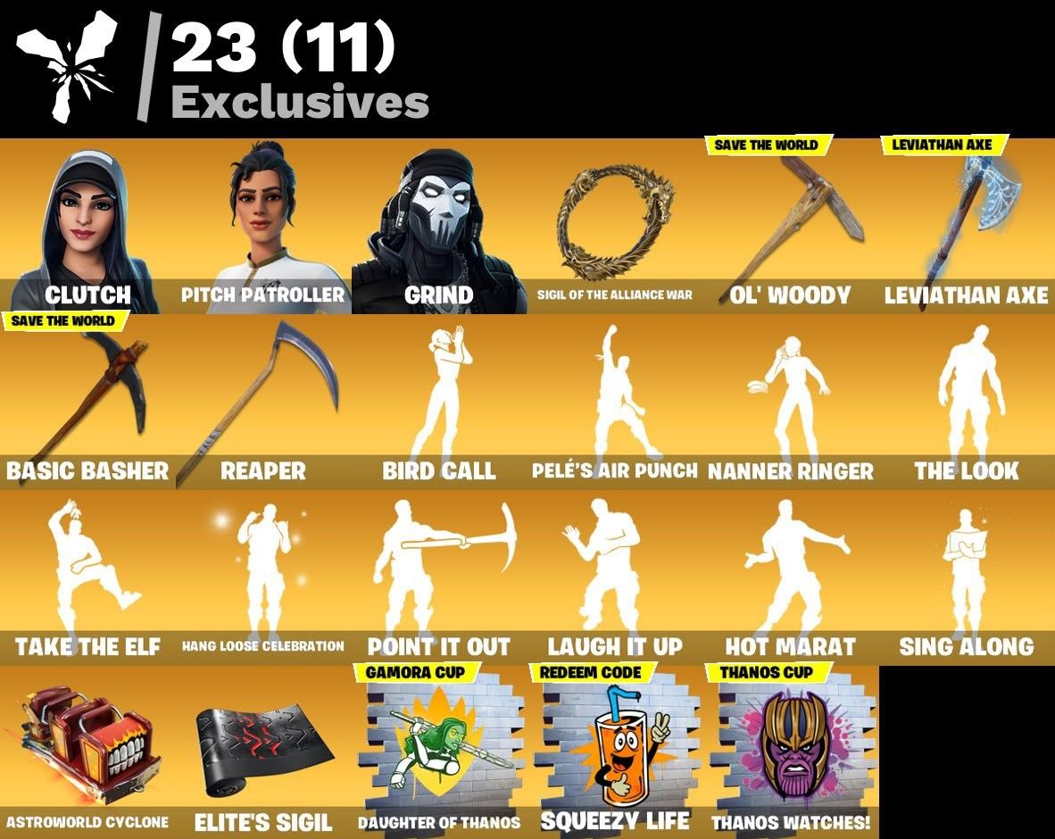 FORTNITE OG 2018 | 209 SKINS | LEVIATÃ | CLUTCH + GRIND | +600 COSMÉTICOS