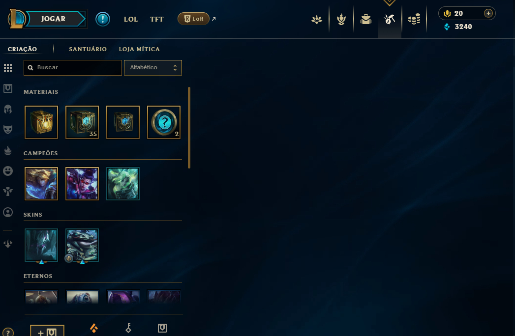 Diamante/mmr mestre 90% dos campeões (só falta alguns sup). 87 skins