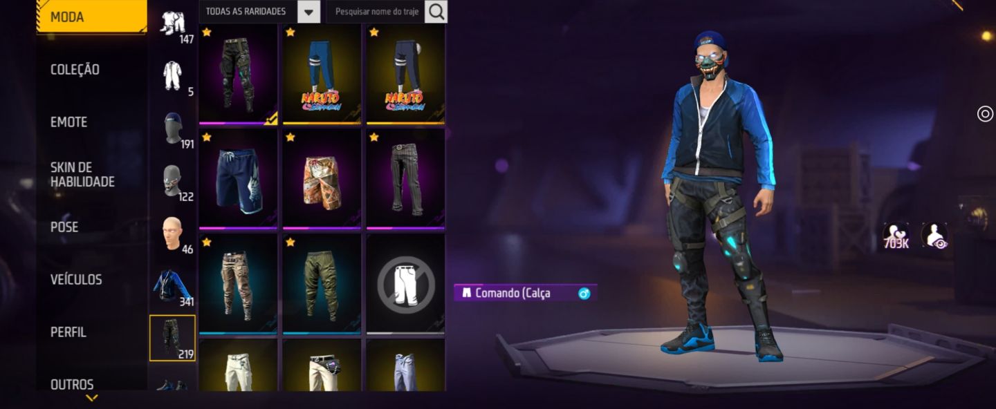 CONTA FF LVL 70 | COLEÇÃO NARUTO + XM8 PALHAÇO SORRATEIRO + MUITAS SKINS RARAS!