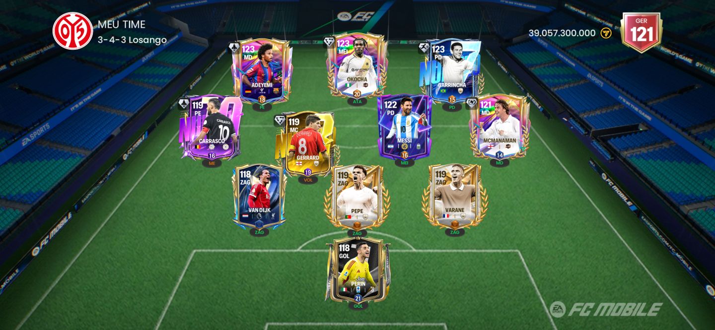 [CONTA DE FC MOBILE | 121 DE GER | NÍVEL 48 com GARRINCHA , MESSI , OKOCHA ]