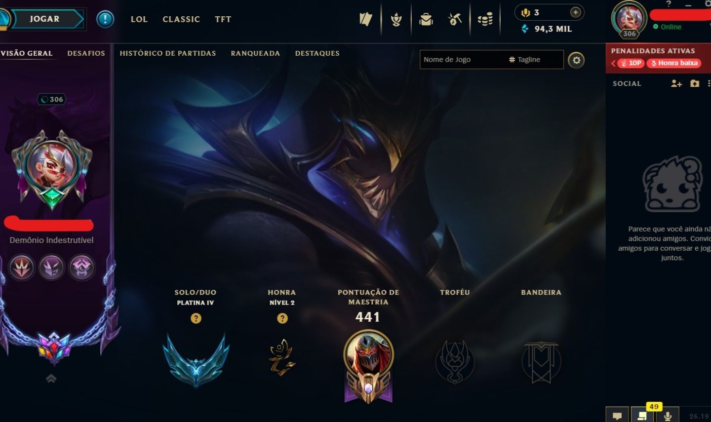 Conta de 2016 - 189 Skins - Lvl 306 - Todos Campeões - 94K de Ea - 55 Cromas