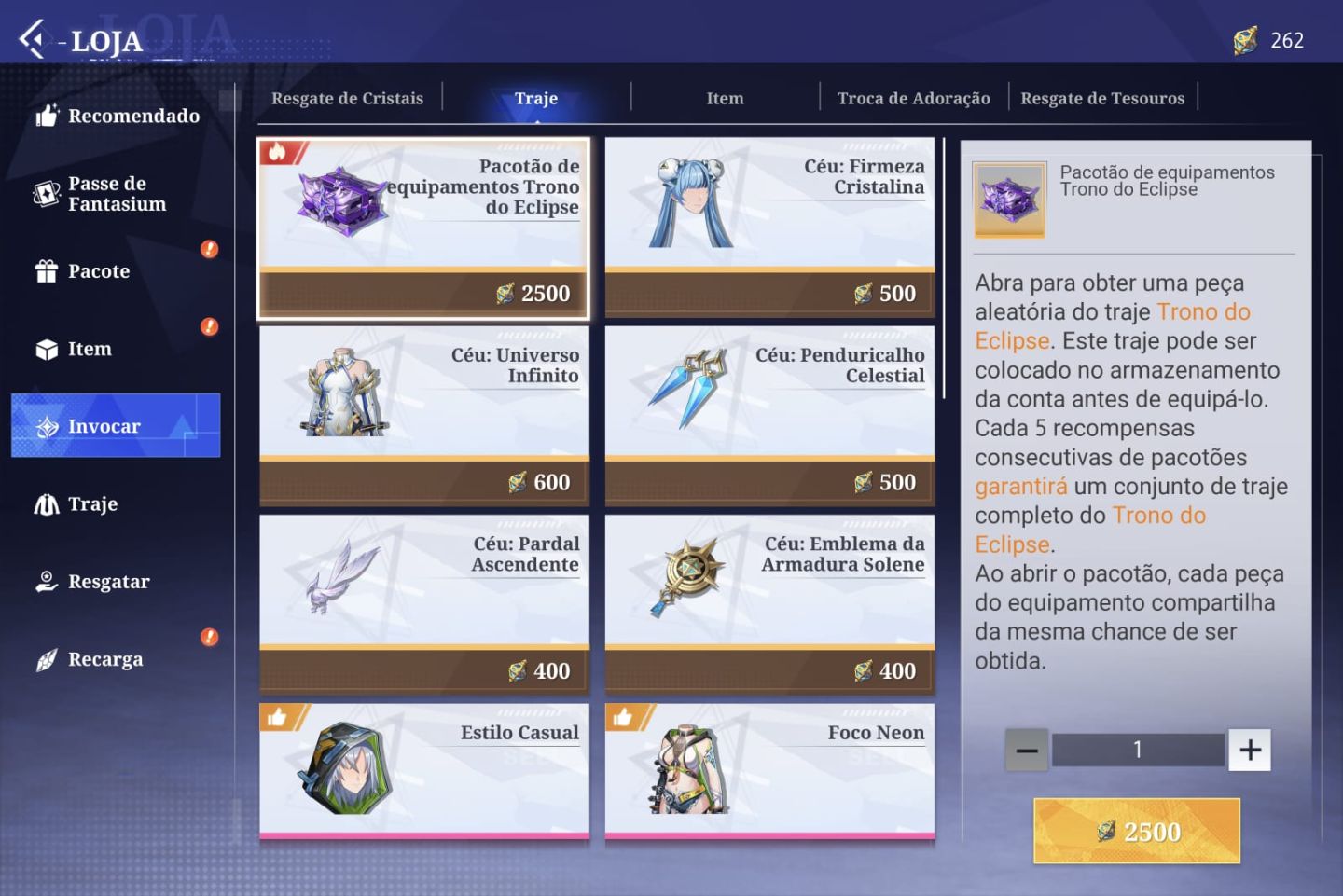Conta Crystal Of Atlan com 16K de Cristal e Colab com Nier