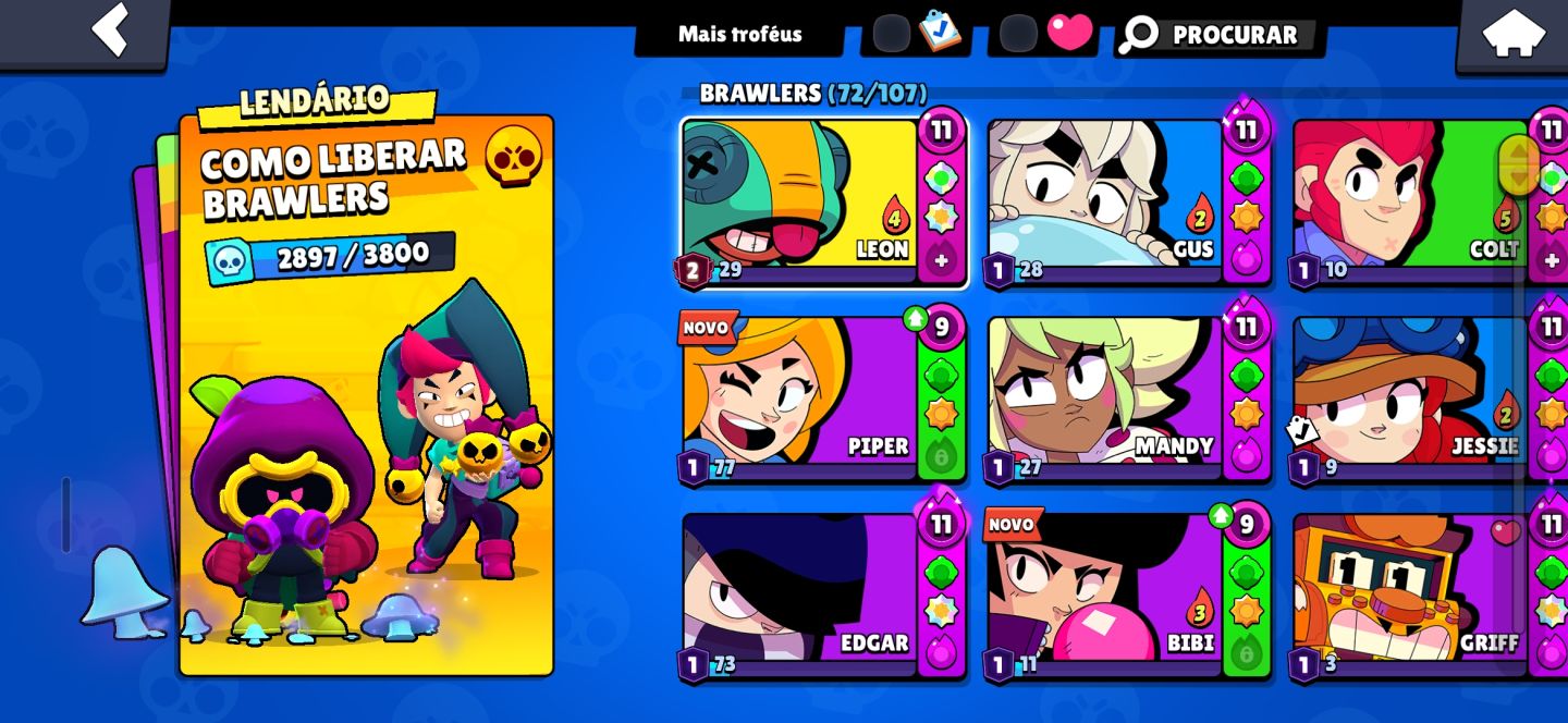 CONTA BRAWL STARS COMPLETA | MUITOS BRAWLERS + SKINS | CONTA TOP
