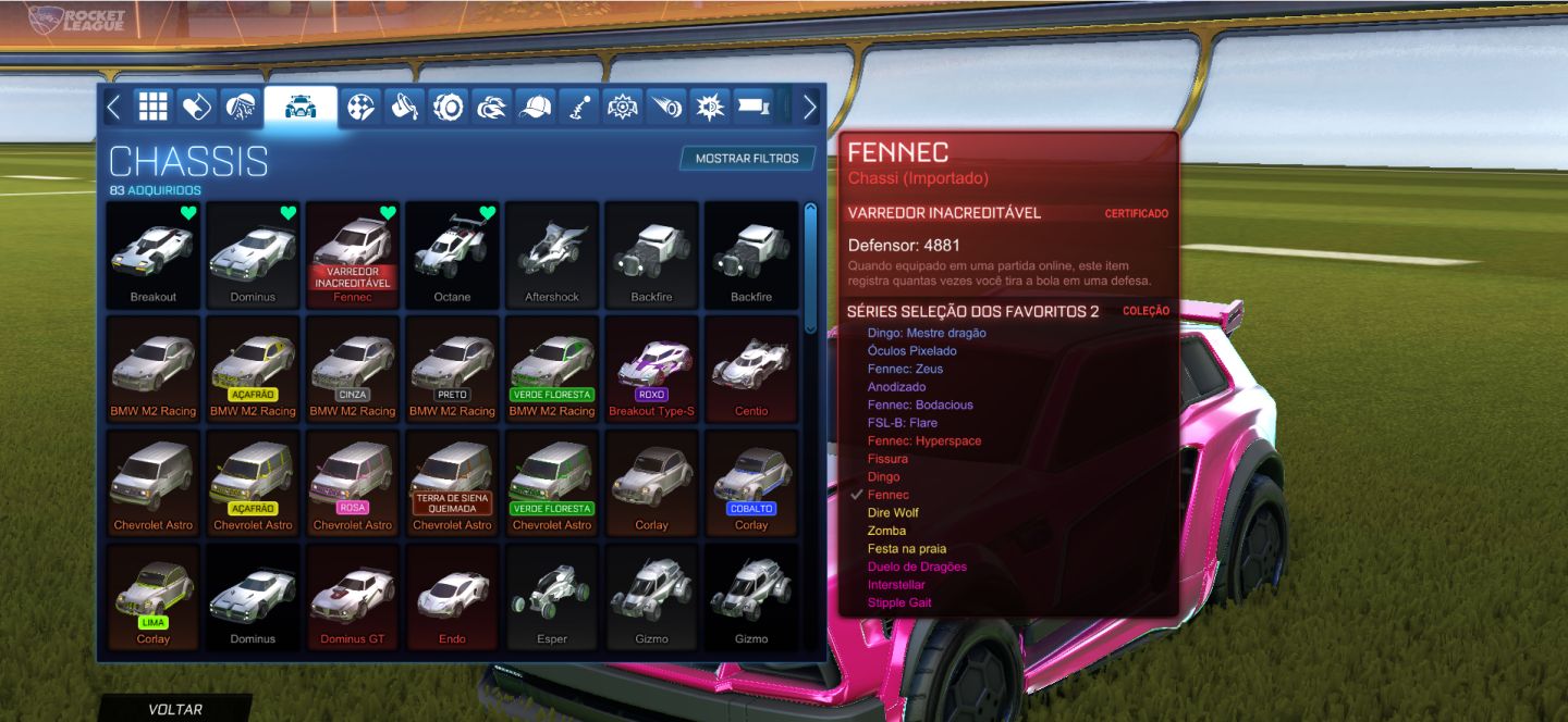 Conta Rocket League Peak GC1 (1458) 1300cr Fennec Tags GC + Passe Atual e Bms