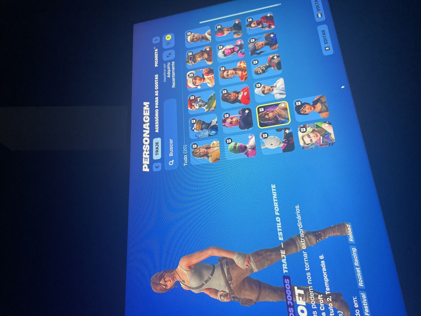 Conta fortinite com lara croft +95 skins