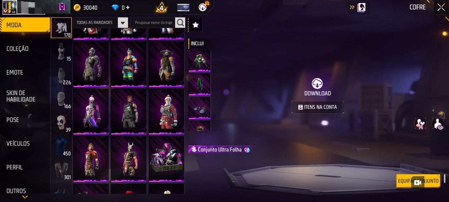 CONTA FF NV 68 / UMP MAX LV 7 / PRIME 4 / PARCERIAS RARAS + PASSES ANTIGOS