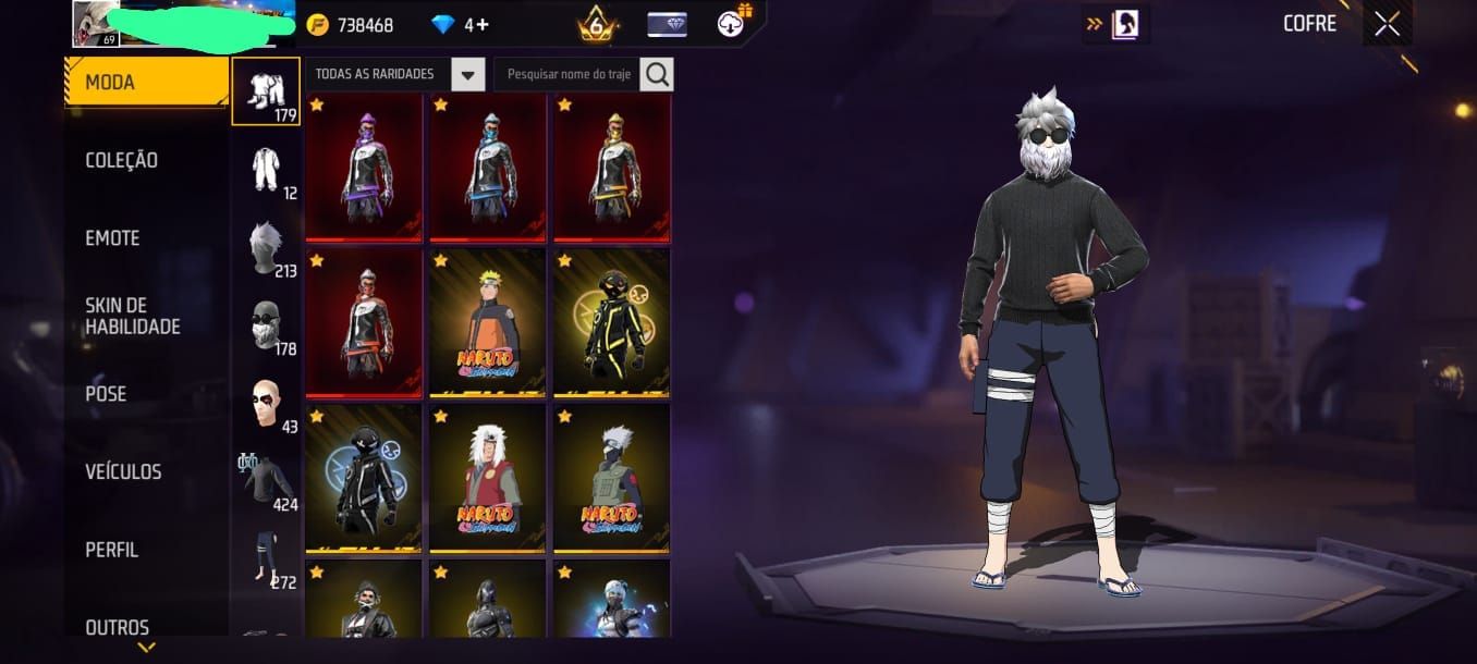 Conta Free Fire Top | Barbinha, Sombra Roxa, Bandeirão | SCAR Evolutiva Nv Max