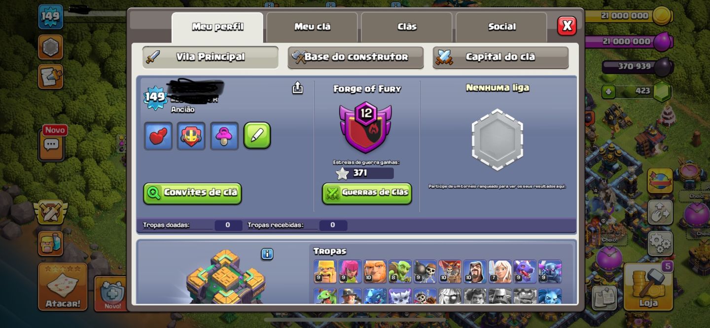 CONTA CLASH OF CLANS CV14 COM CLASH ROYALE E OUTROS