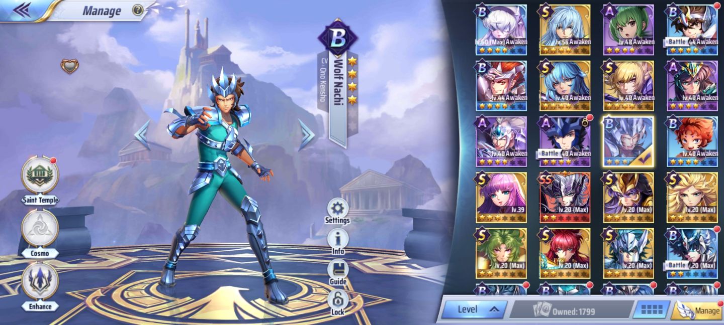 Conta saint seiya awakening servidor 150