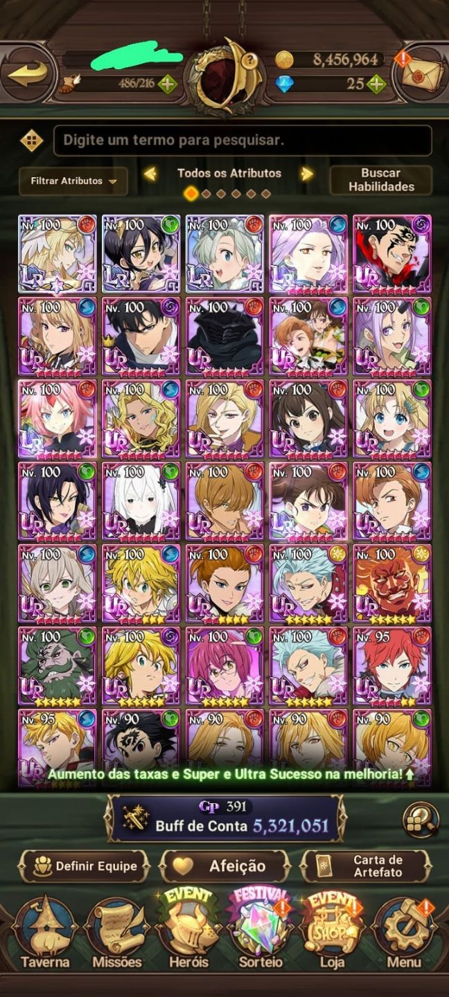CONTA De 7DS com COLLAB RE ZERO + SLIME + SOLO
