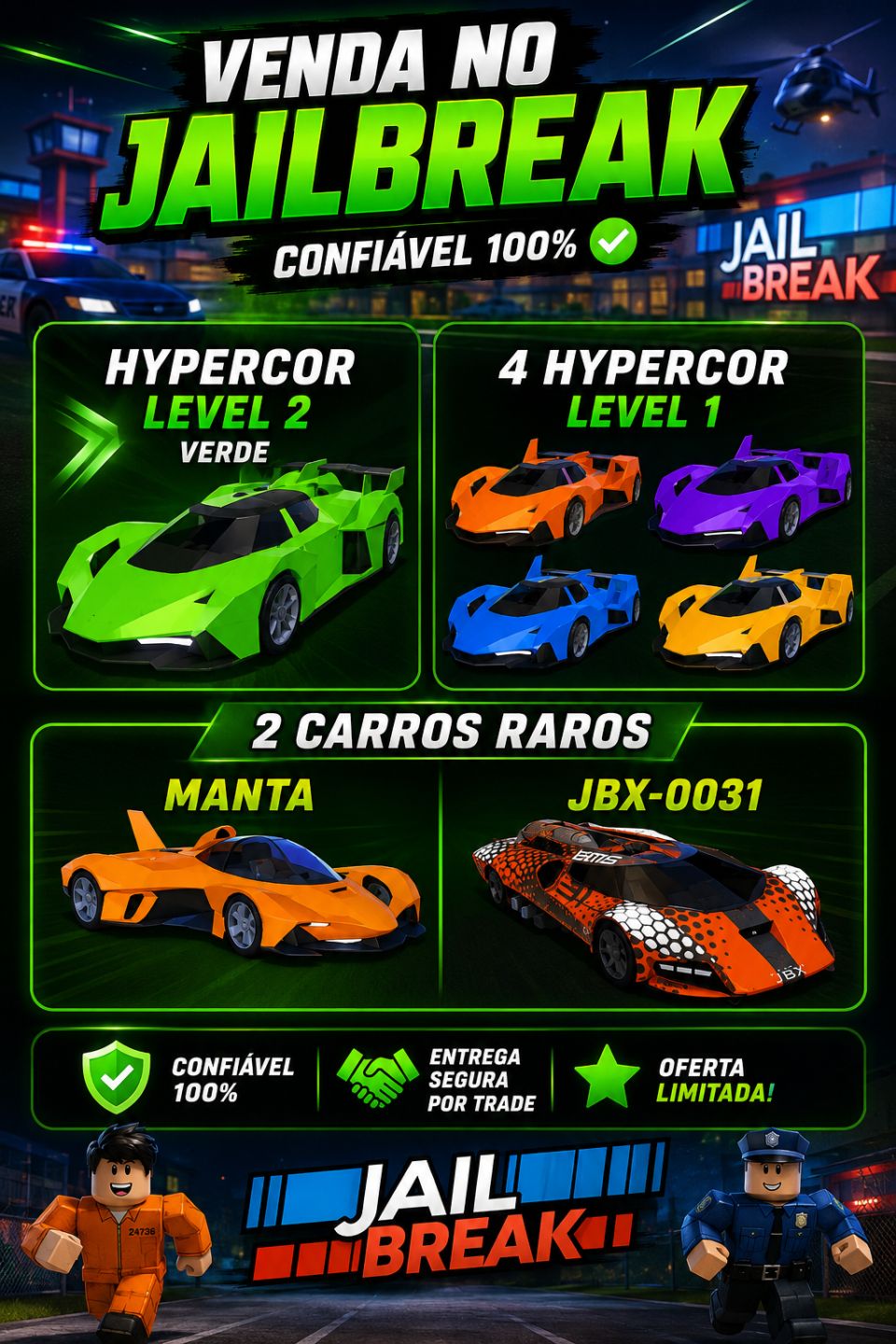 Jailbreak: Hypercor A venda + carros raros