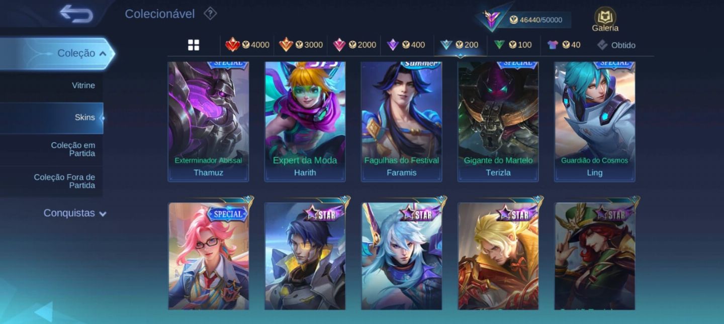 CONTA TODOS OS HEROIS E 200 SKINS