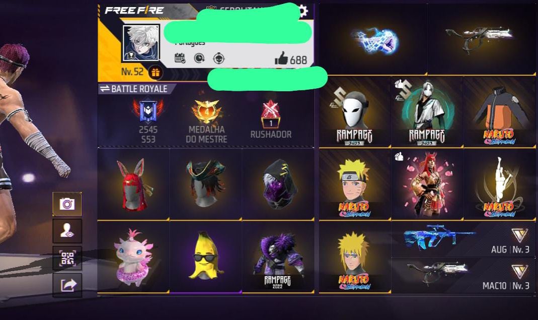 Conta level 52 com mais de 100 peita com punho gemada e simples