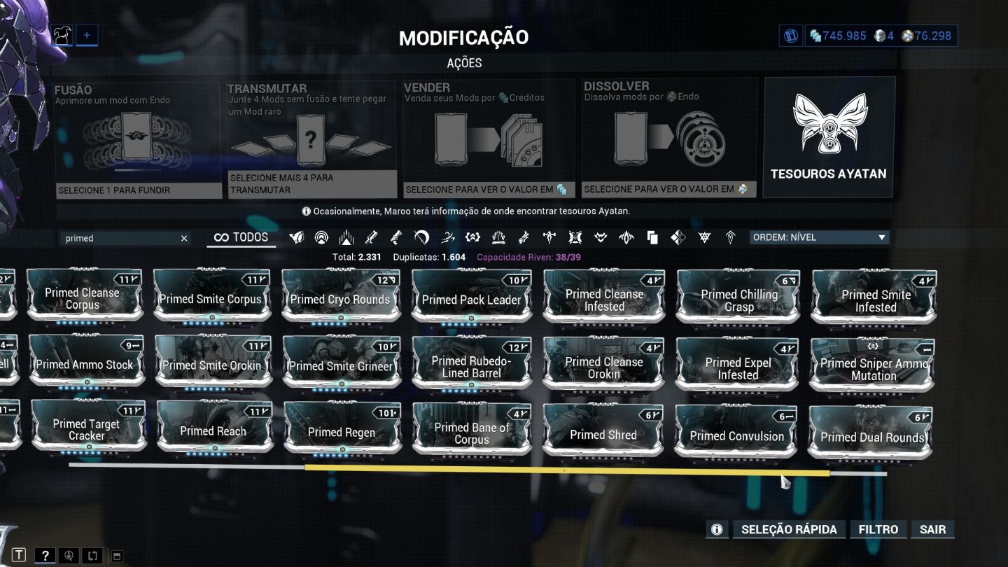 Desapego Warframe - MR21, frame buildados e Conta Vinculada a Steam