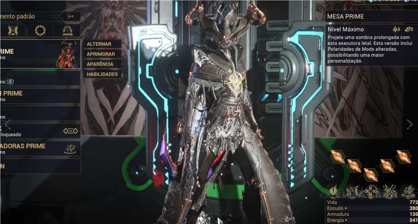 Warframe Mr14 | Mesa Prime Red Crit 5 Tau | Torid/odio Incarnon | Skins Legado|
