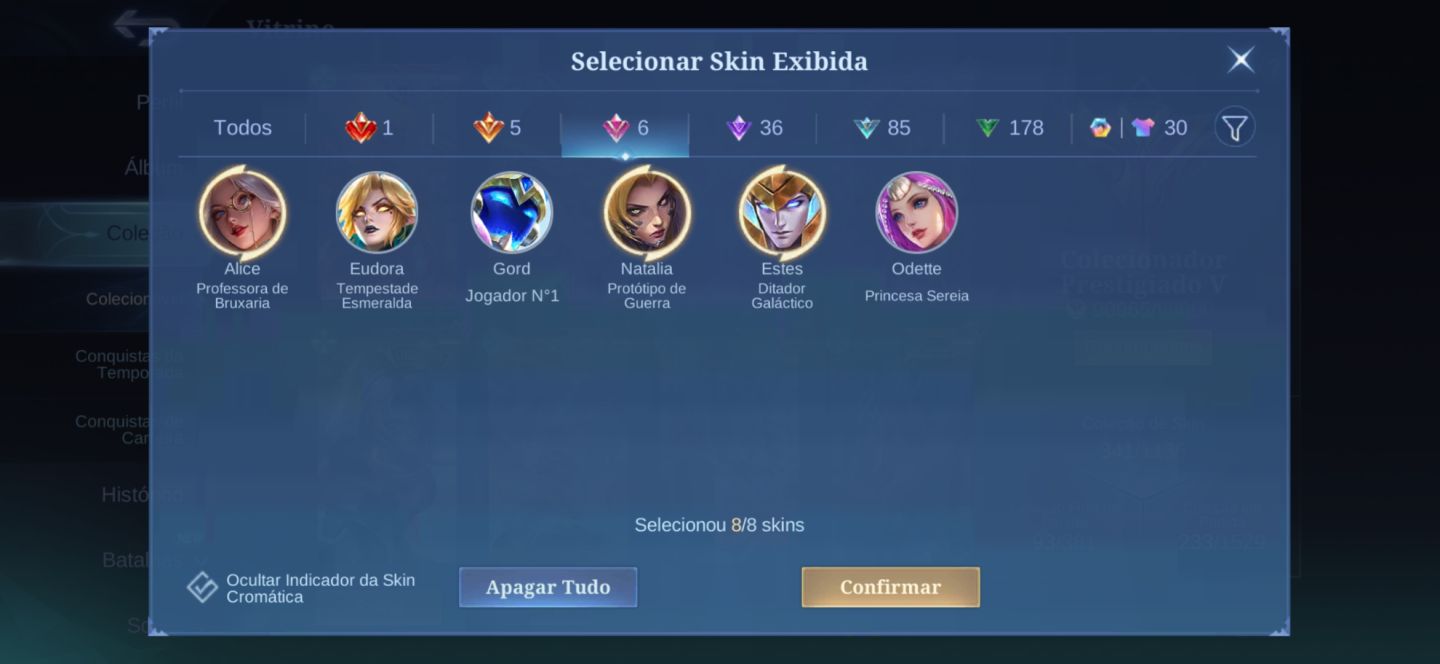 CONTA MOBILE LEGENDS COM 341 SKINS
