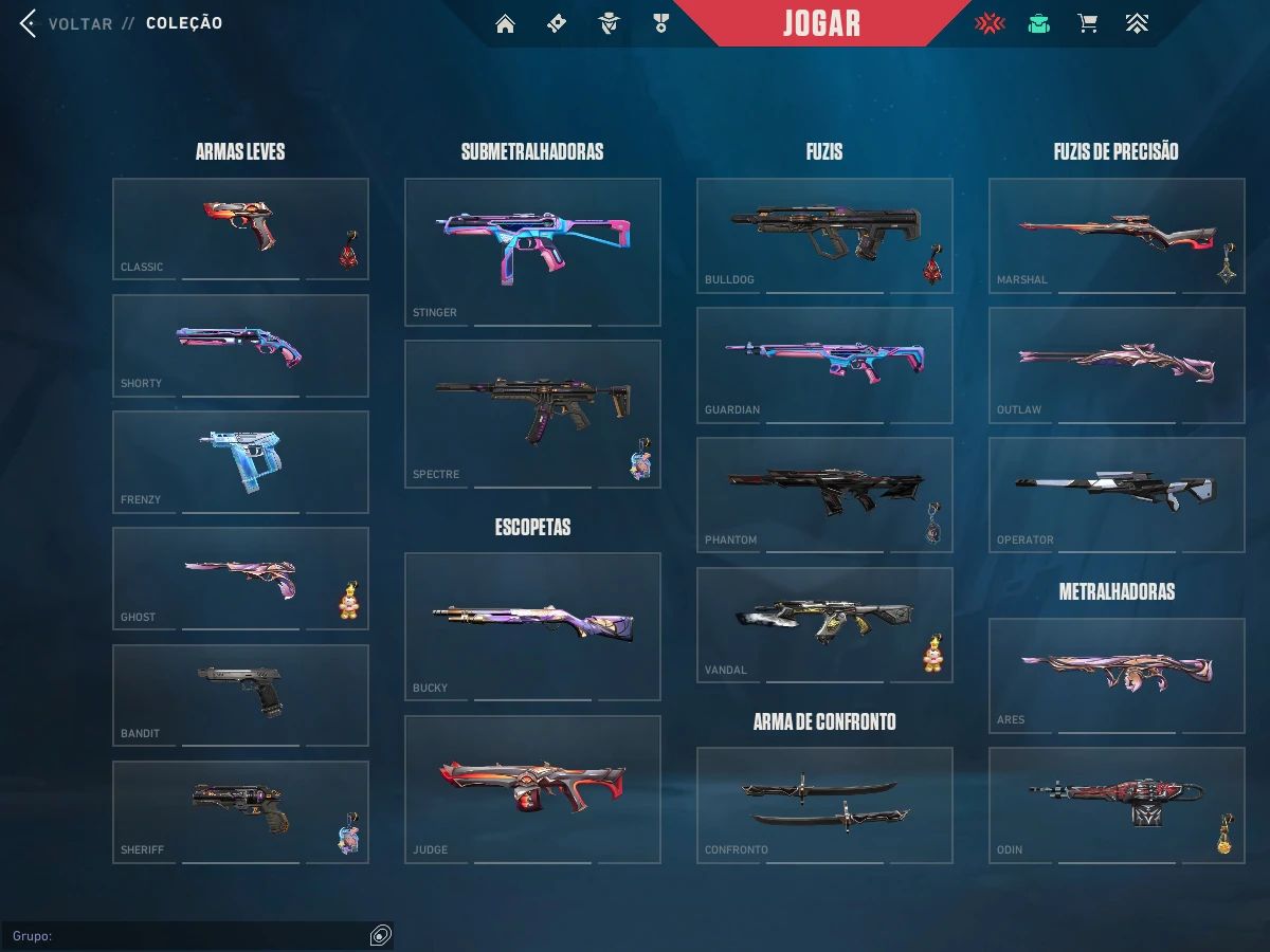 Conta valorant com várias skins