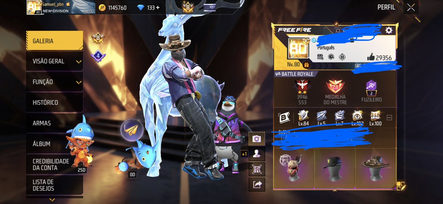 Conta de Free Fire Level 80