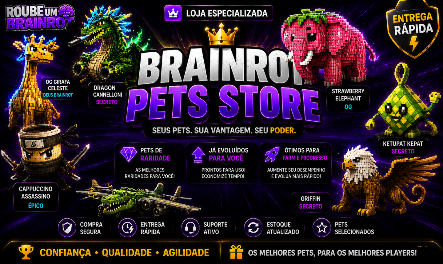 BRAINROT PETS STORE Evolua mais rápido. Jogue no nível máximo.