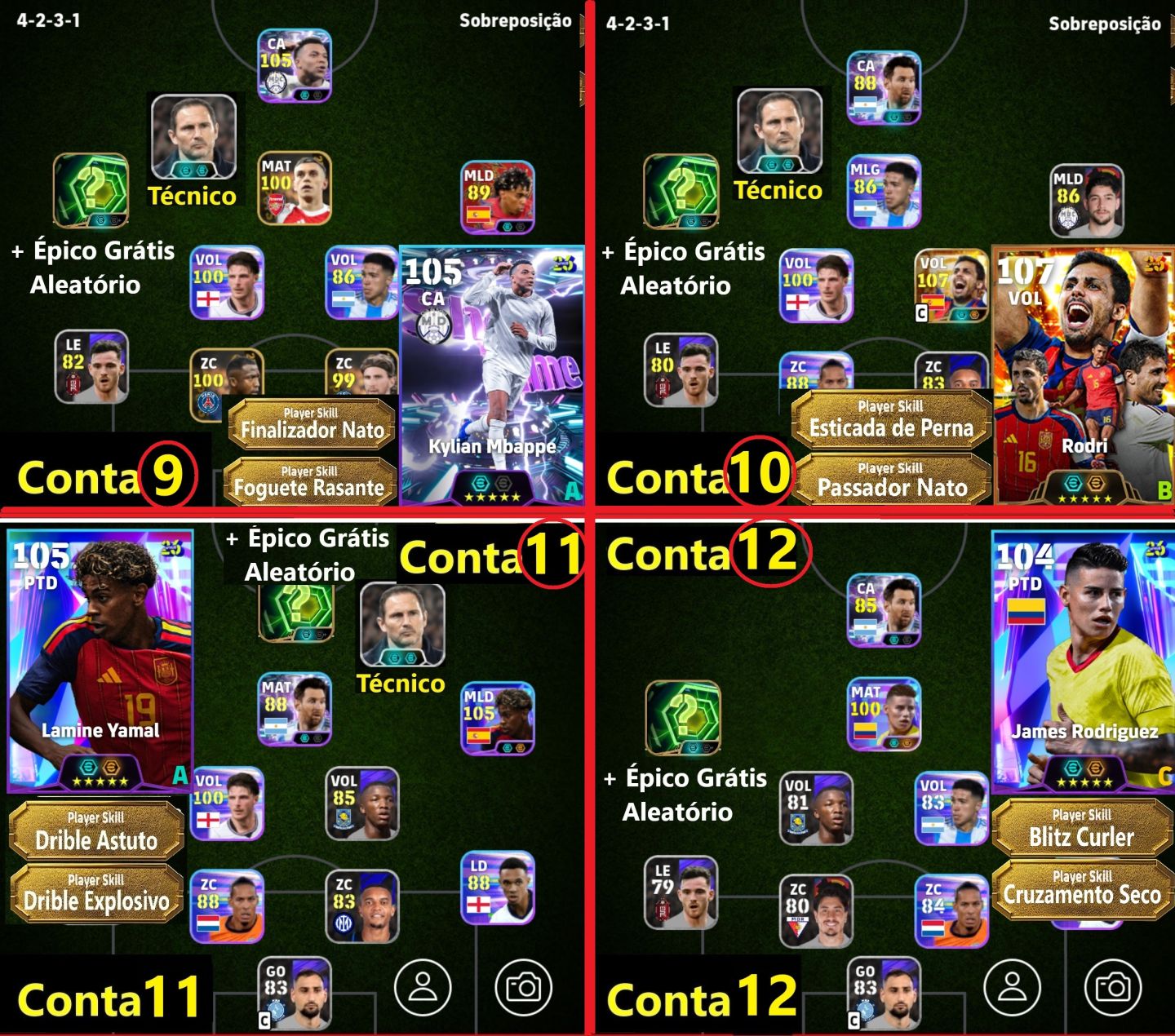 Contas efootball ( Epicos Pagos e Upadas )