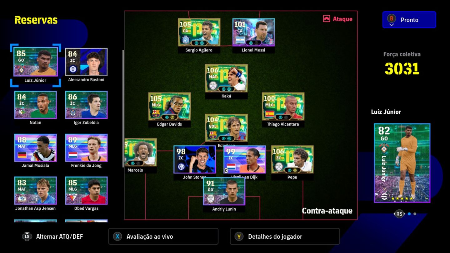 Conta eFootball XBOX / PC | Kaká 106, Davids 105, Agüero, Pepe | Full Acesso