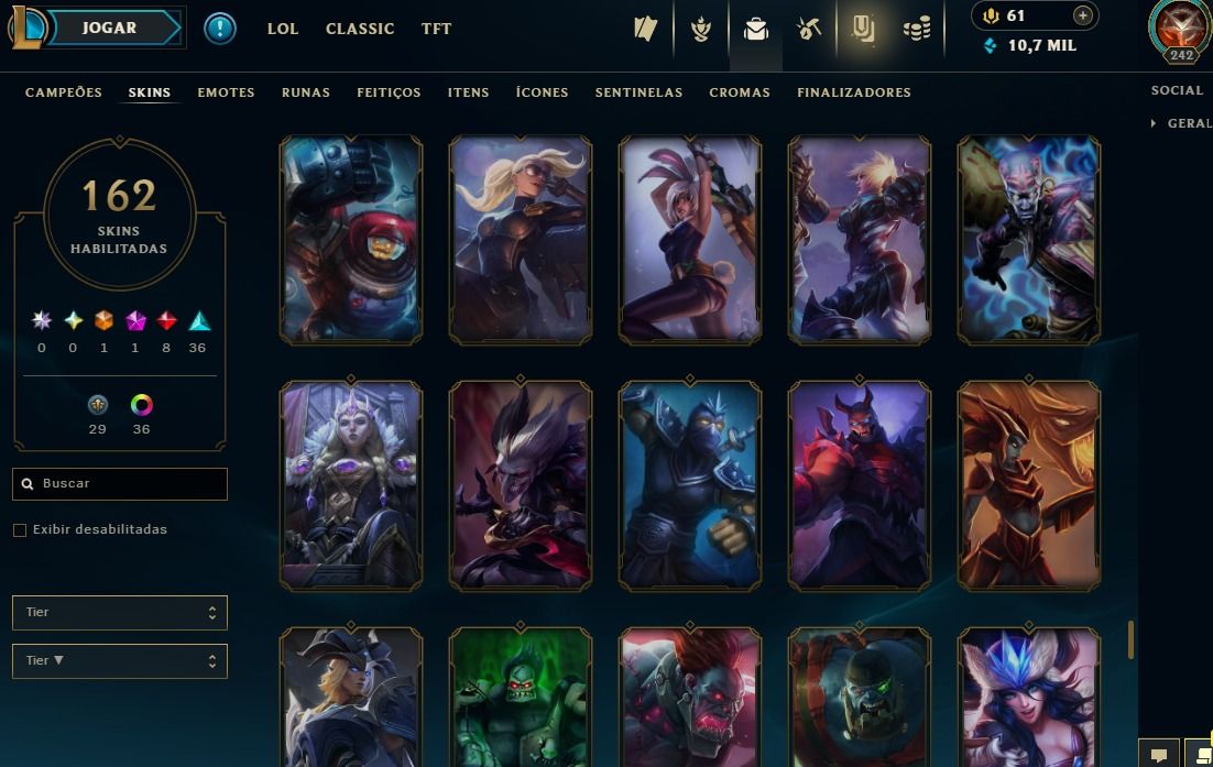 Full Acesso - 162 Skins - Todos Campeões - Level 242 - Season 2