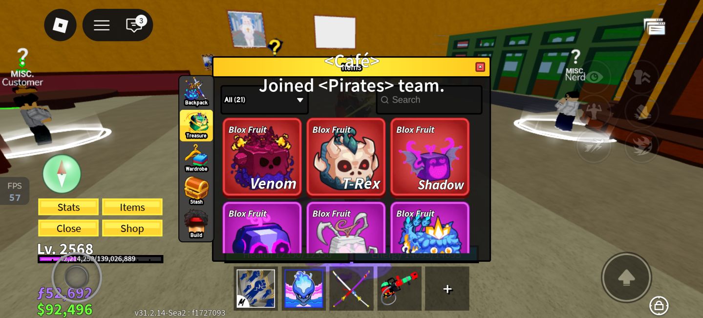 COMBO 3 frutas t-rex+Venom+shadow
