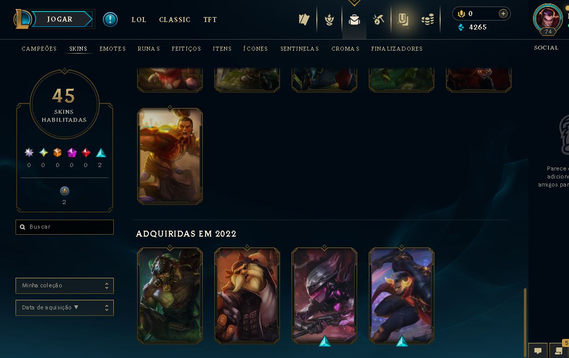 LOL SMURF | ESCOLHA SUA CONTA | ATÉ 45 SKINS | RANQUEADA LIBERADA
