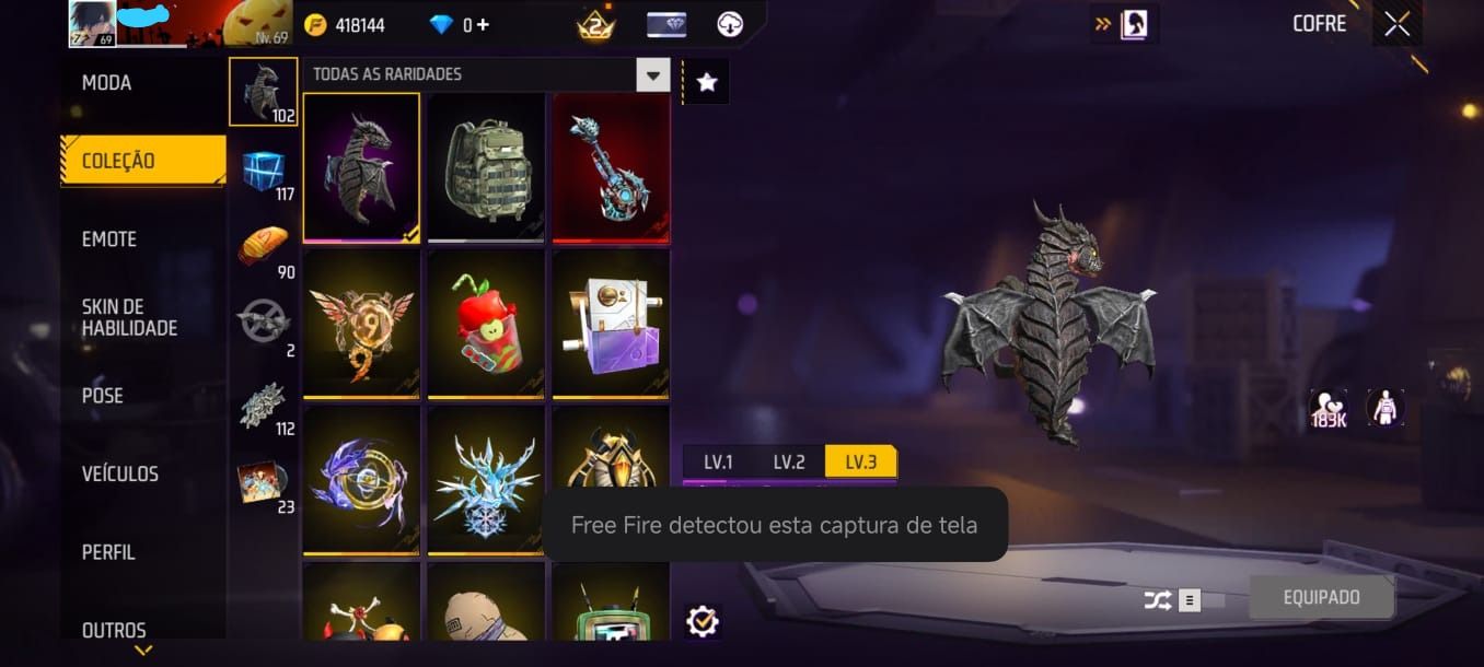 CONTA FF LVL 69 TODAS AS CAMISAS DE TIME + COMBO NARUTO FULL + UMP COMPETITIVA