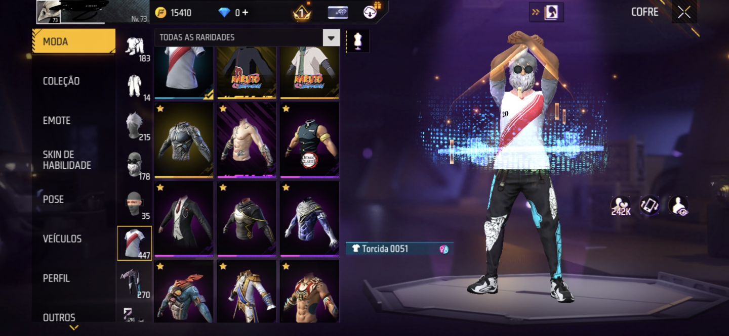 Conta de Free Fire com pacote itachi antiga