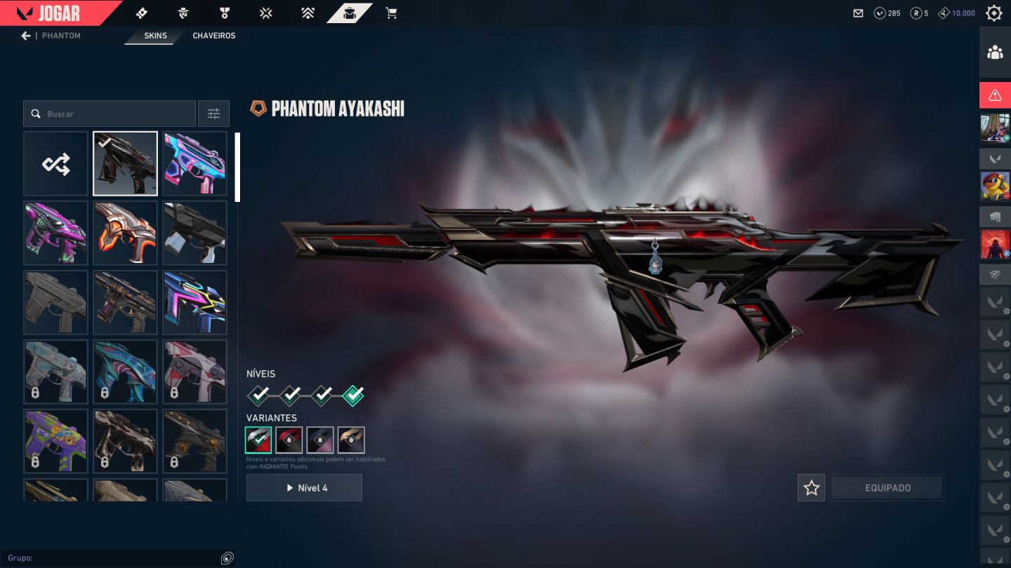 Conta valorant com várias skins