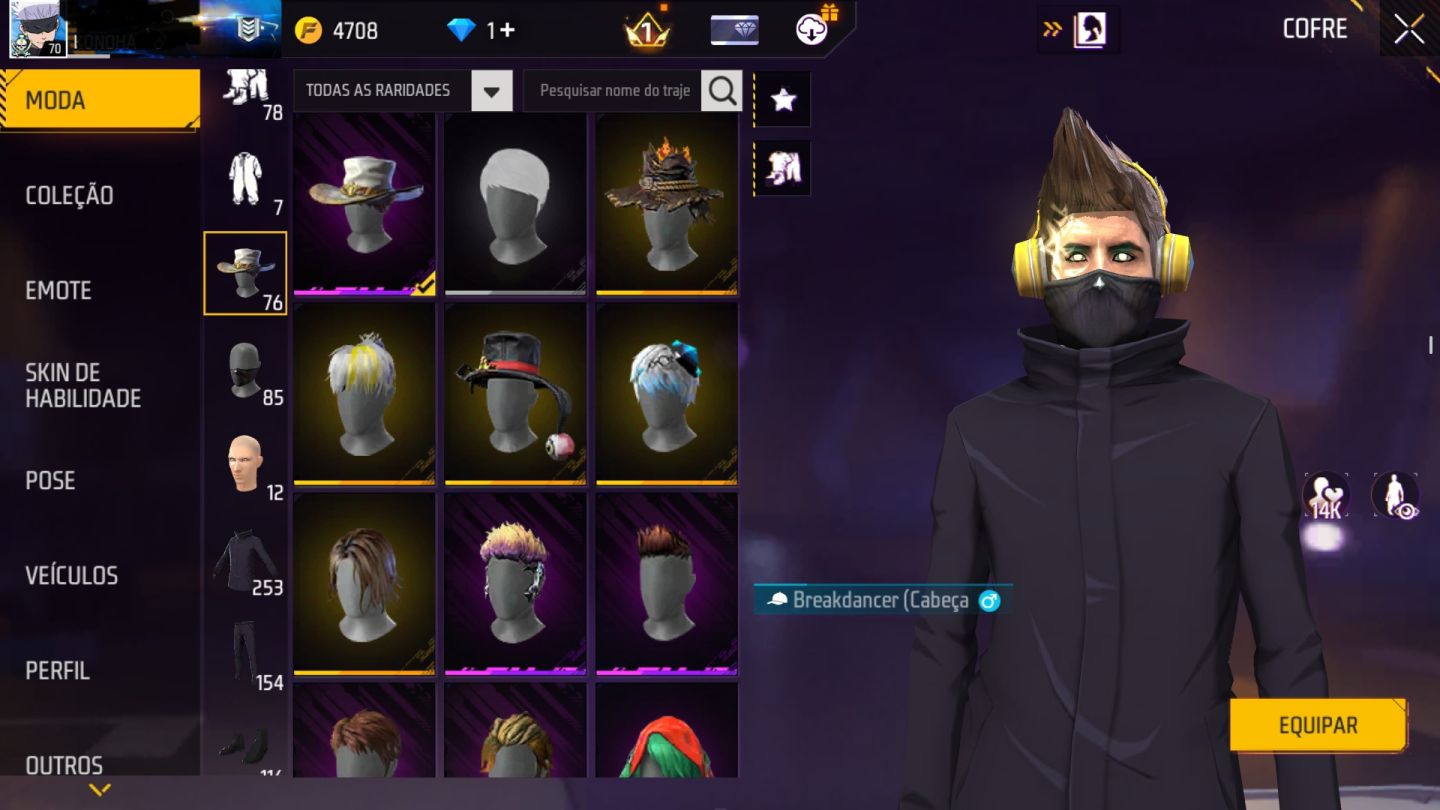 CONTA FF LVL 70 | GEMADA | MESTRES ANTIGOS | FULL GOJO | 8 PASSES | +500 SKINS