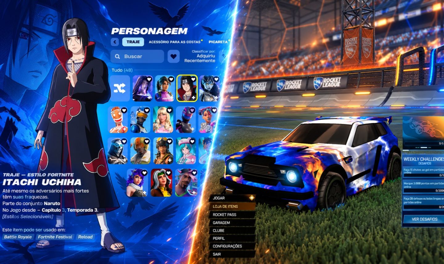 CONTA FORTNITE + ROCKET LEAGUE COM MUITOS ITENS TRYHARD + 50 JOGOS NA EPIC GAMES